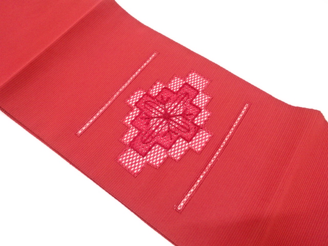 JAPANESE NAGOYA OBI / DRAWNWORK / ABSTRACT FLOWER